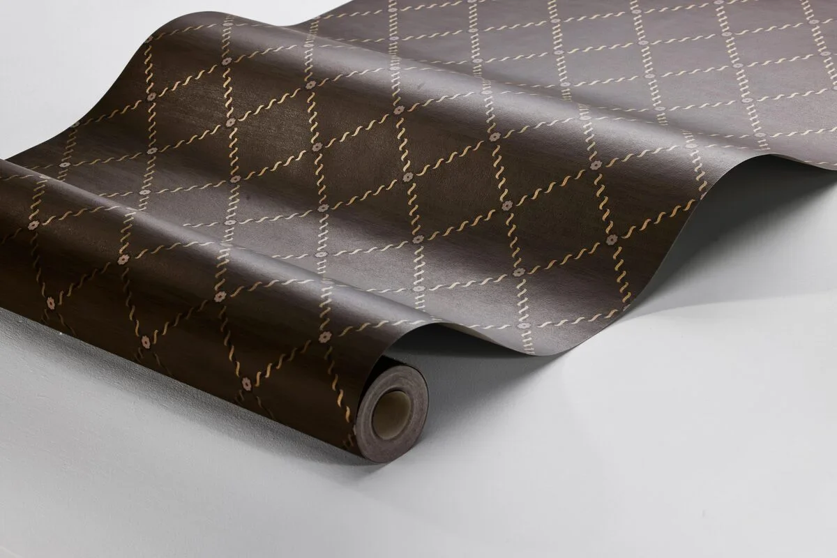 Tapeta z motywem geometrycznym GOLDEN TRELLIS brązowy ze złotym - Image 4