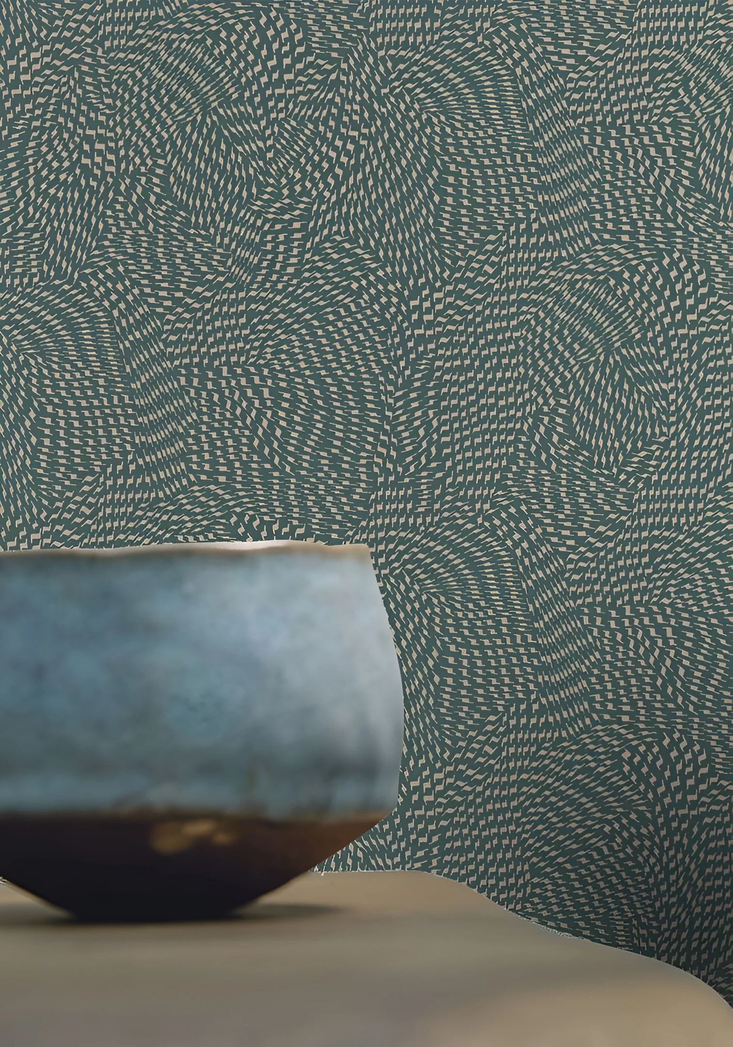 Tapeta z abstrakcyjnym wzorem PASSY - VERT DE GRIS FONCE/BEIGE zielony z beżowym - Image 2