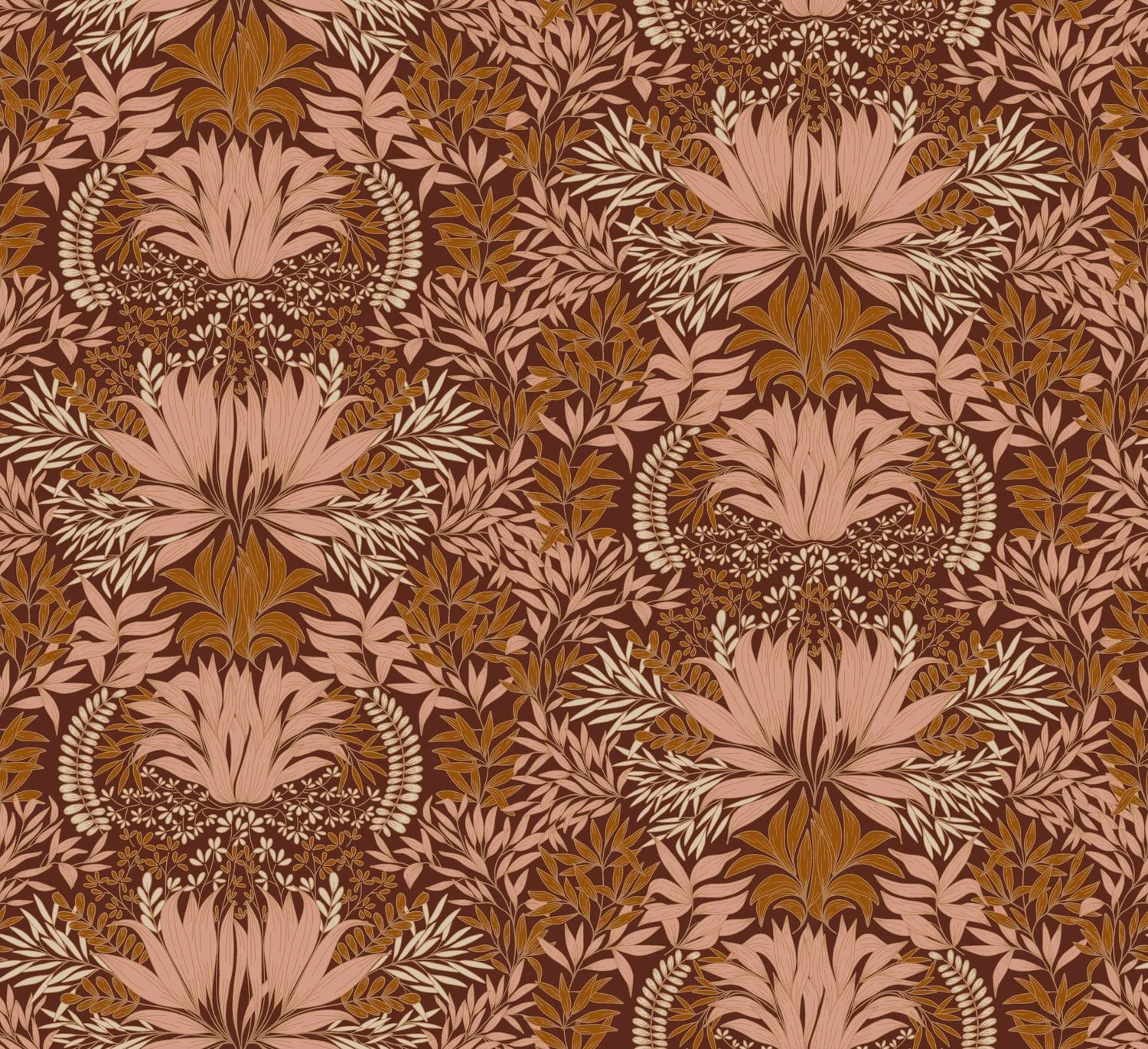 Tapeta z motywem roślinnym CHARDON - COGNAC/NUDE koniakowy brąz z beżowym - Image 4