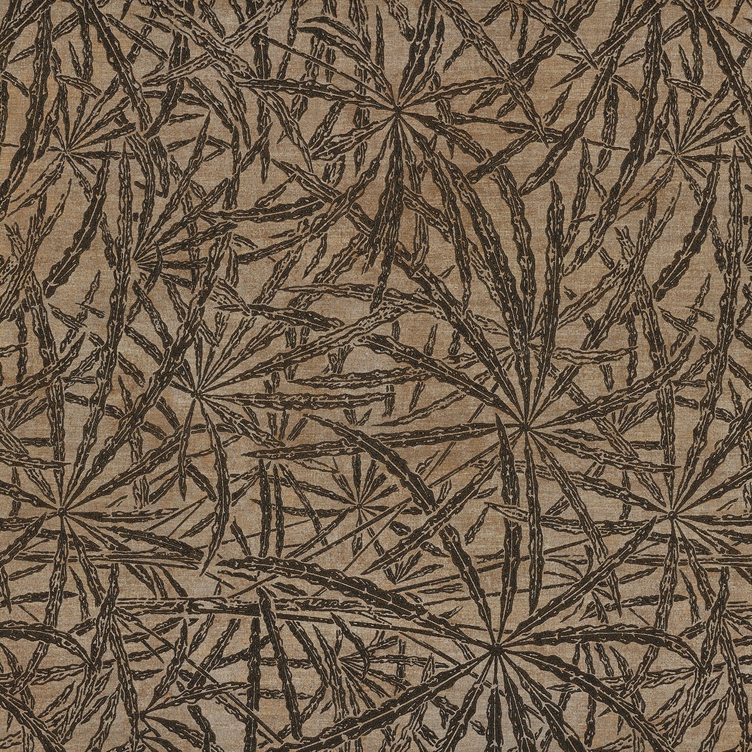 Tapeta strukturalna z motywem roślinnym liści palm PALMYRE - BEIGE beżowy