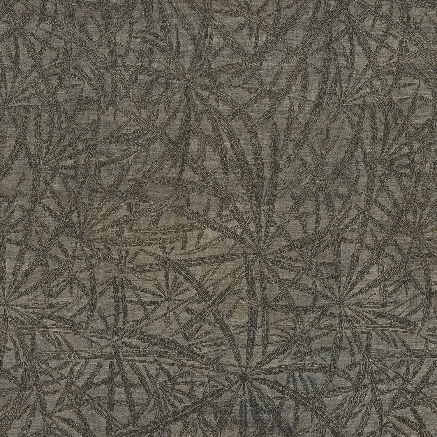 Tapeta strukturalna z motywem roślinnym liści palm PALMYRE - GRIS TAUPE taupe z szarym