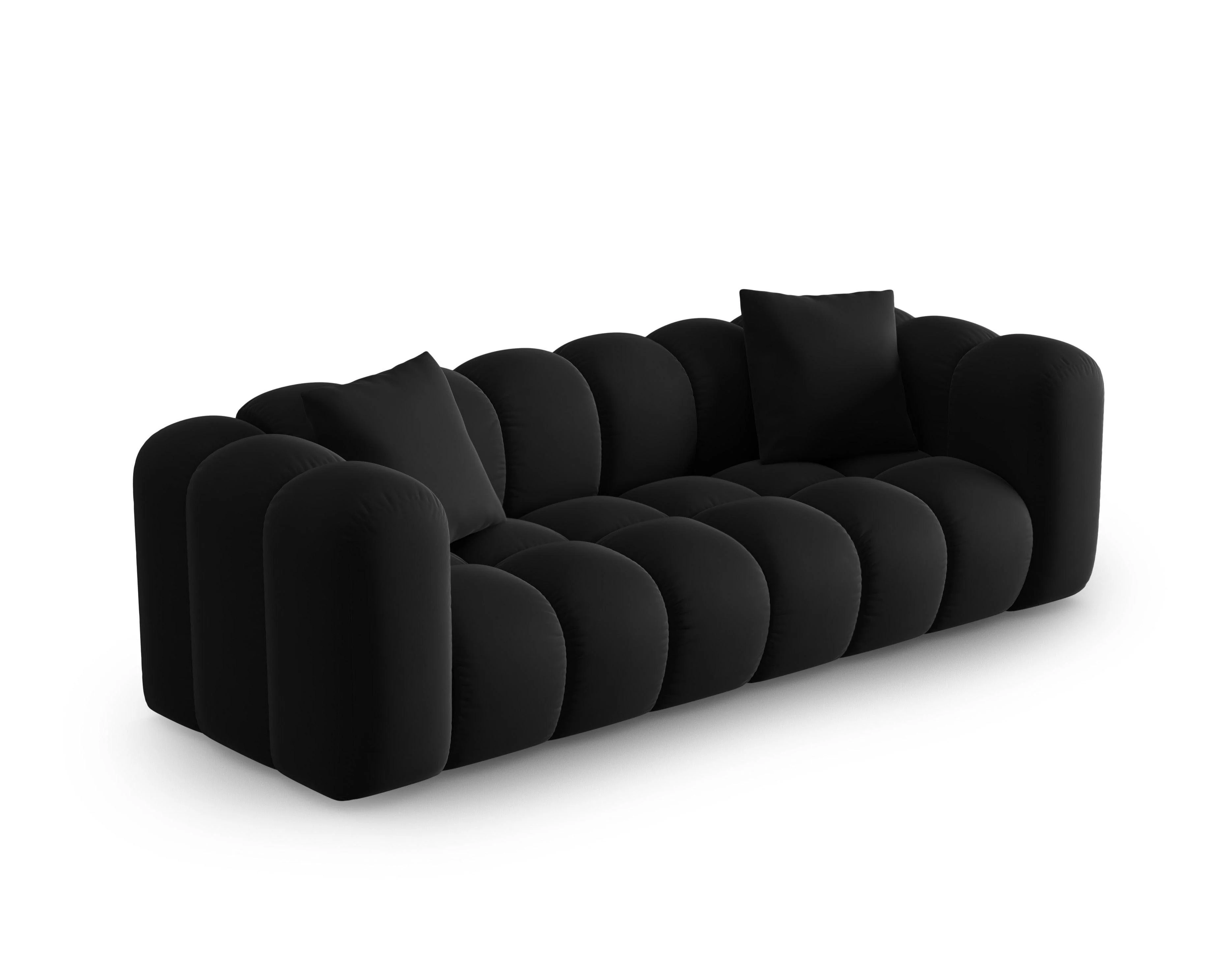Sofa aksamitna 3-osobowa HALLEY czarny