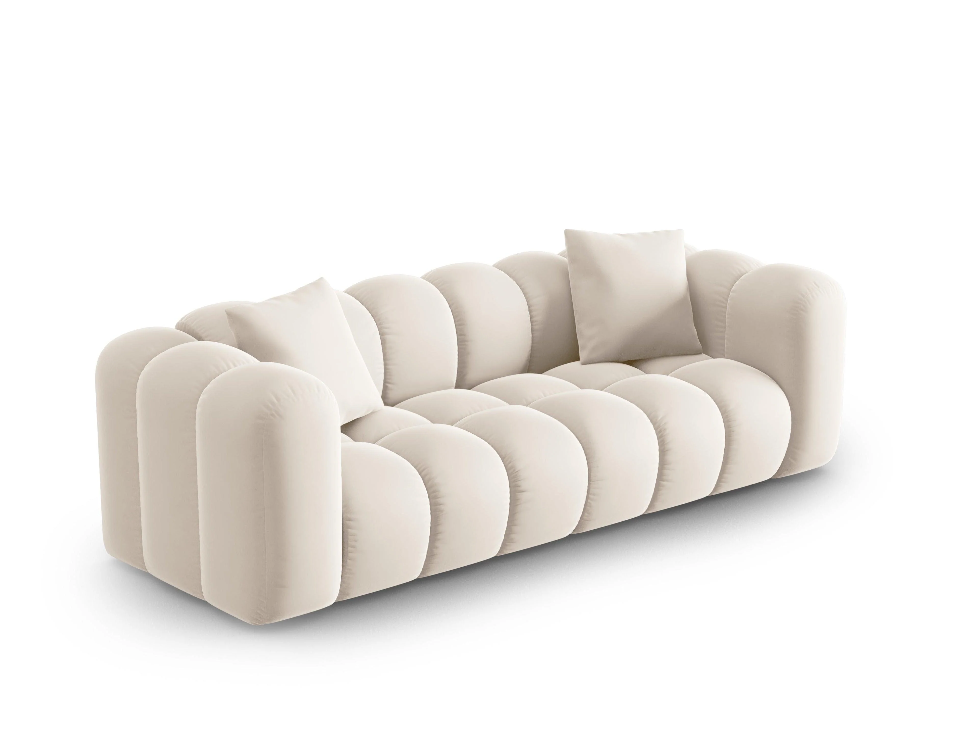 Sofa aksamitna 3-osobowa HALLEY jasnobeżowy