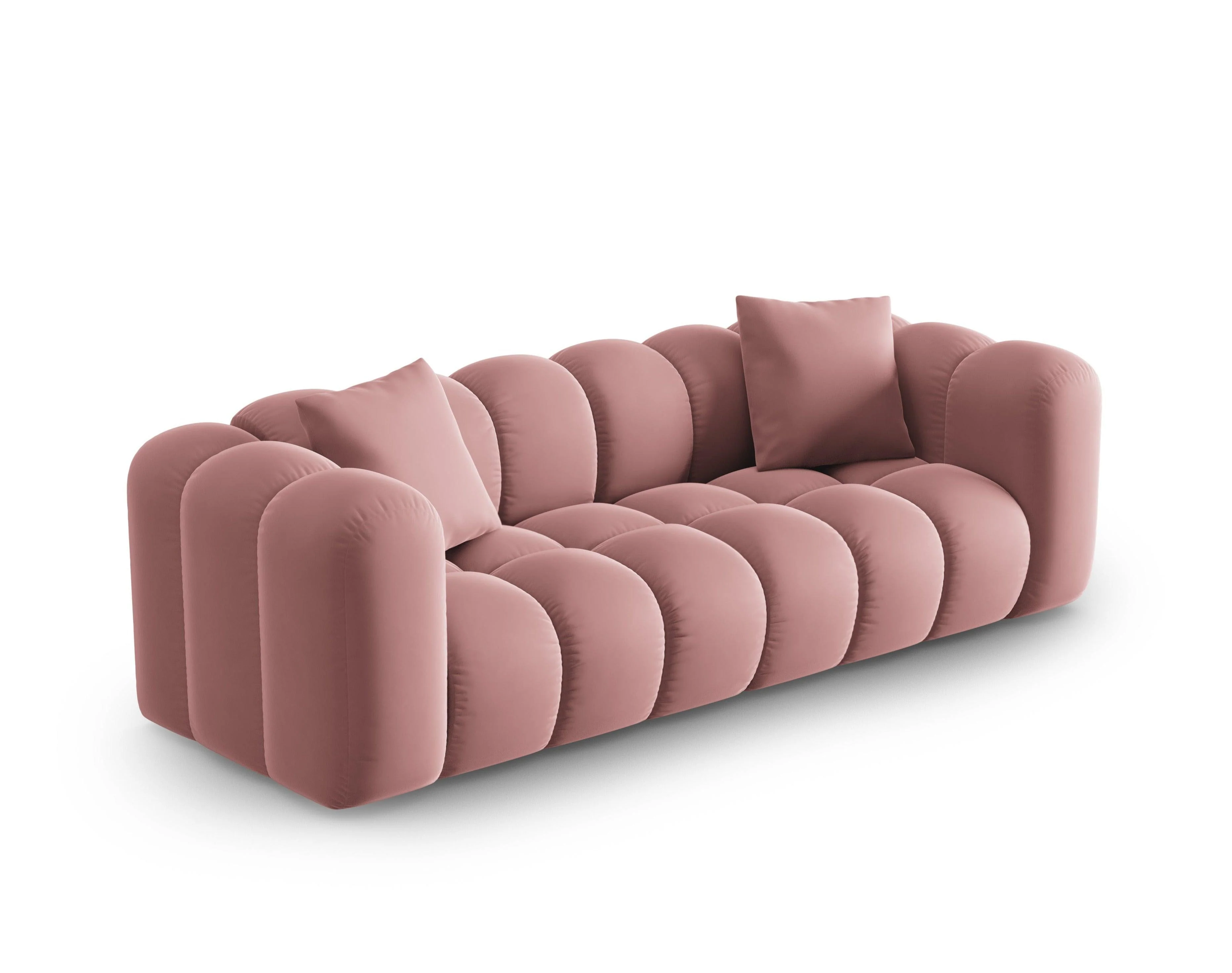 Sofa aksamitna 3-osobowa HALLEY różowy