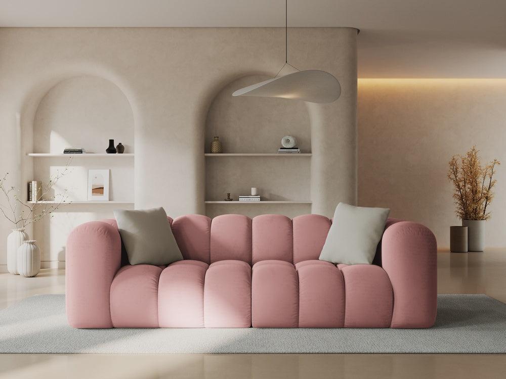 Sofa aksamitna 3-osobowa HALLEY różowy - Image 2