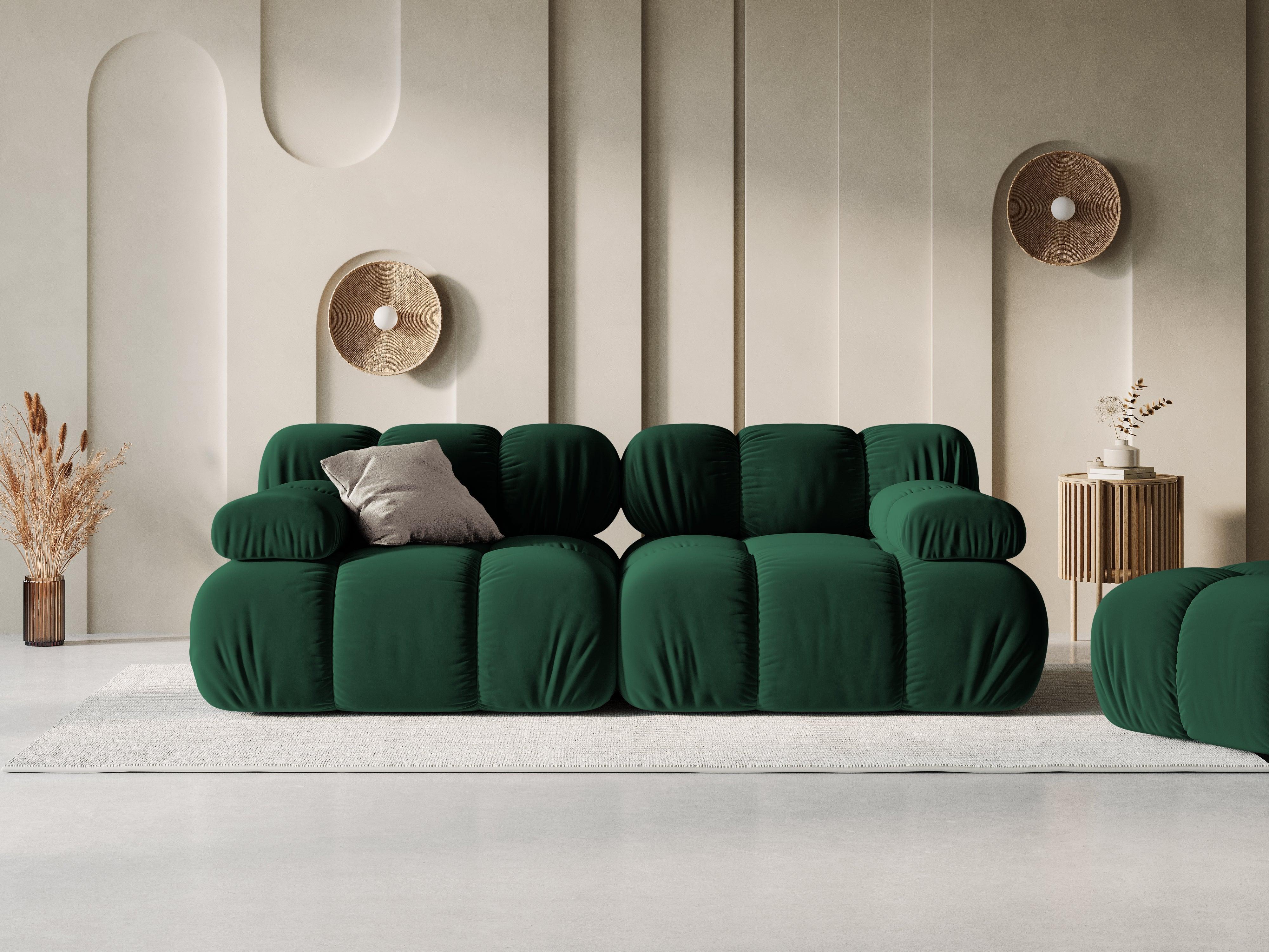 Sofa aksamitna 2-osobowa TROPEA butelkowa zieleń - Image 2