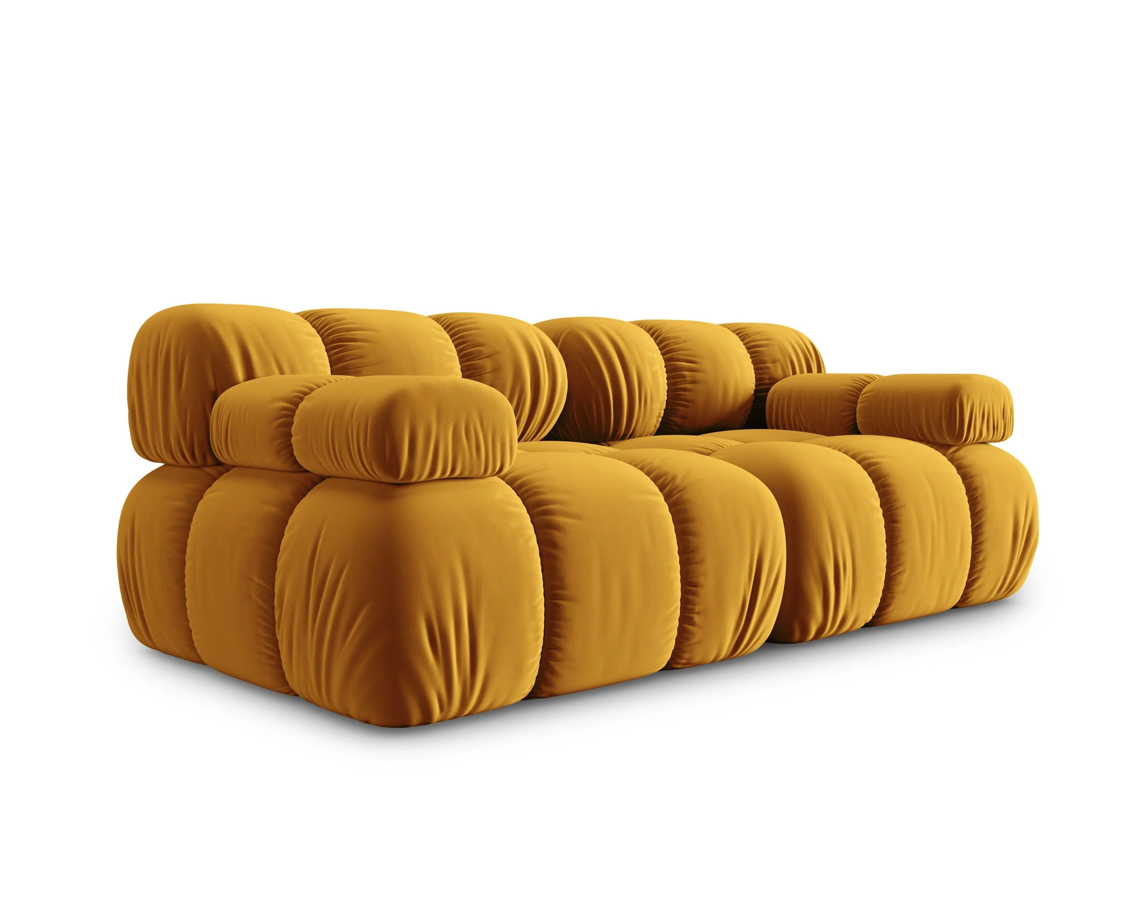 Sofa aksamitna 2-osobowa TROPEA musztardowy