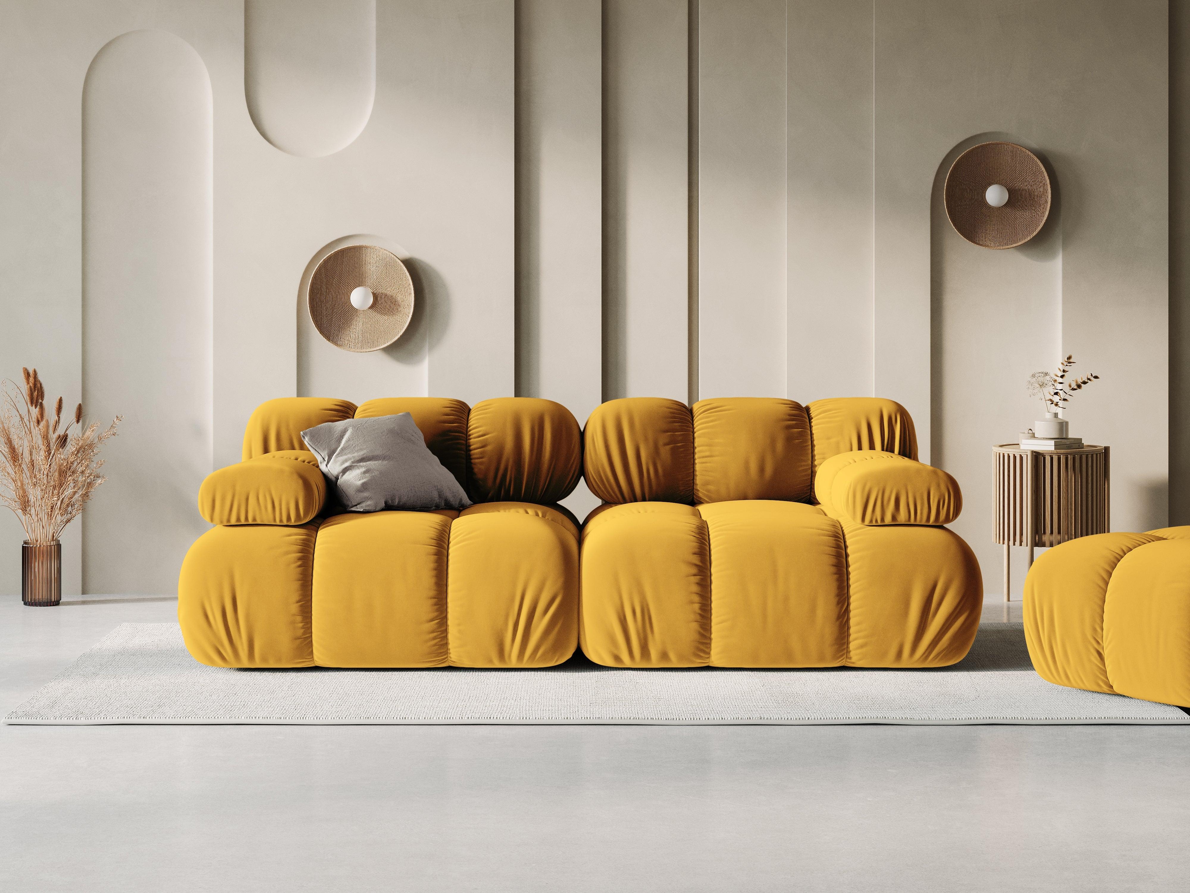 Sofa aksamitna 2-osobowa TROPEA musztardowy - Image 2