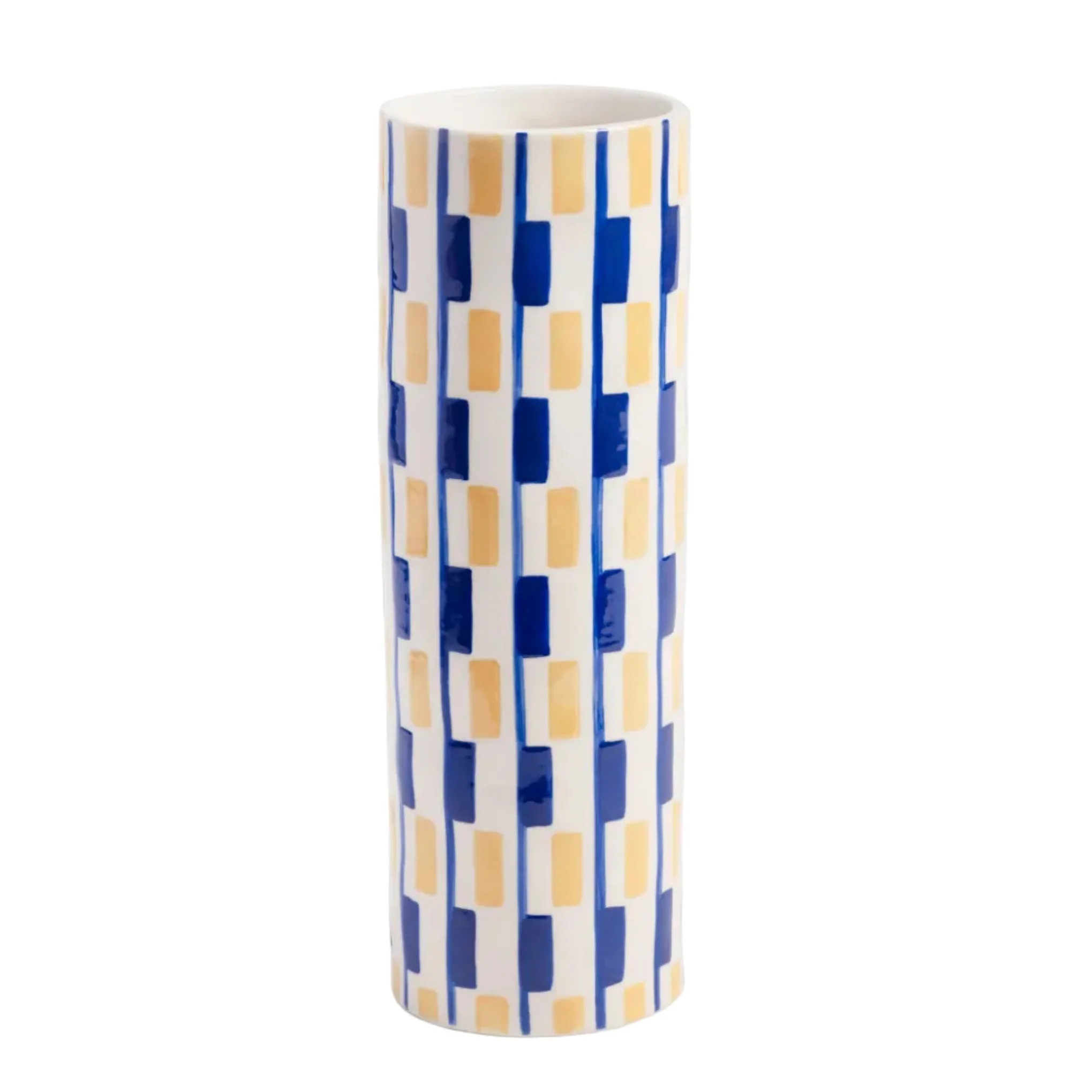 Wazon CLASH OBLONG biały z niebieskim i żółtym