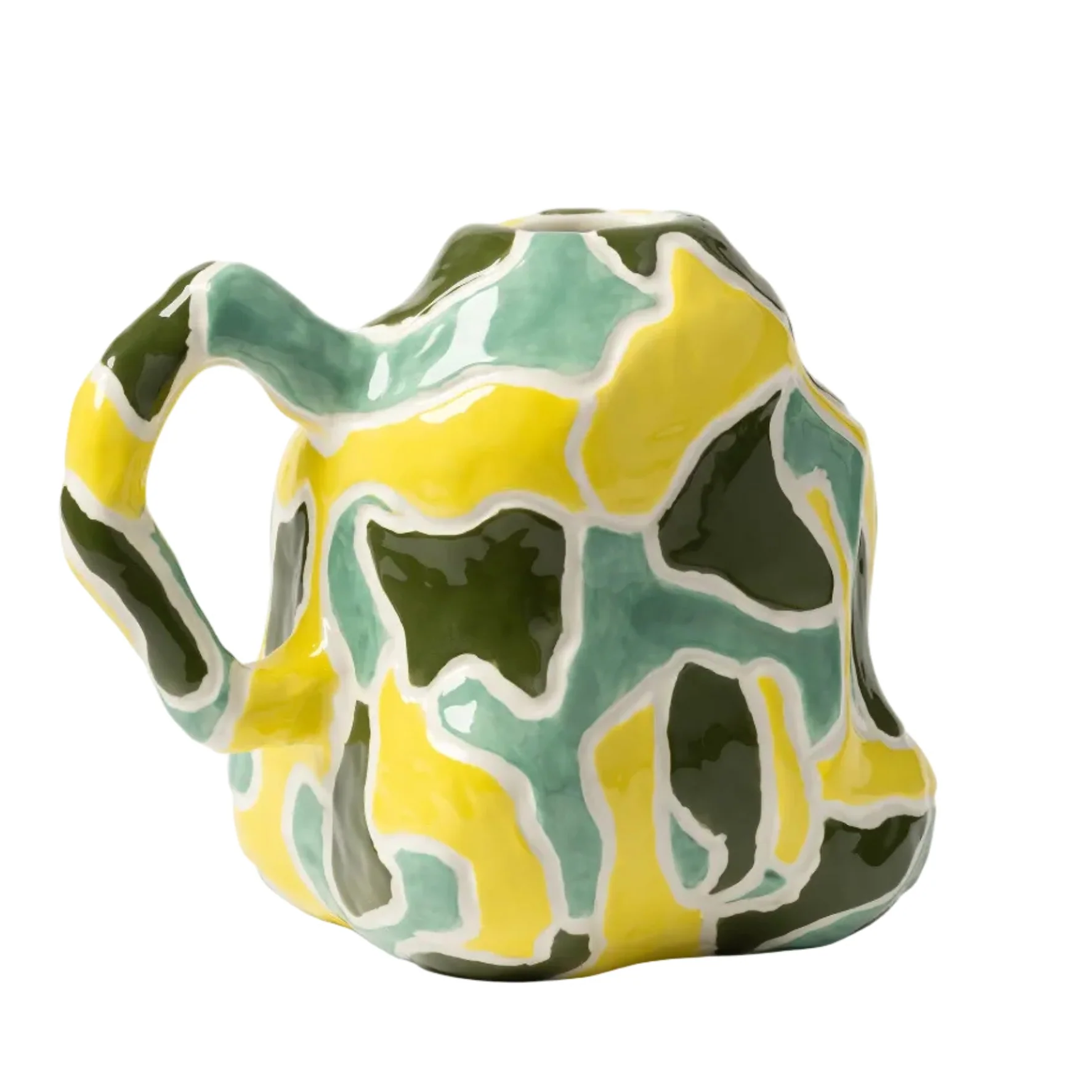 Wazon JUG-A-VASE zielony z żółtym i białym