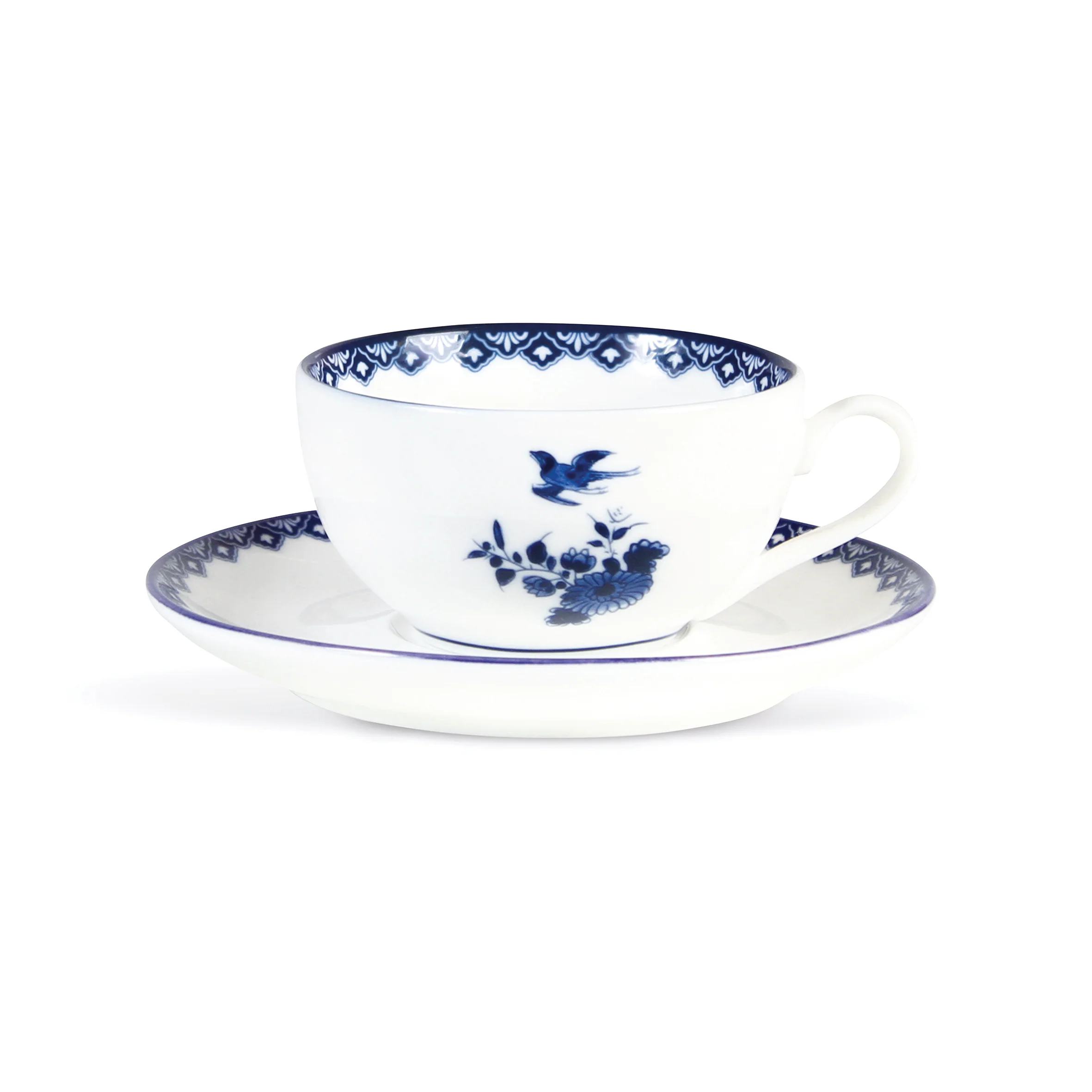 Zestaw filiżanek ze spodkiem DELFTWARE biały z niebieskim - Image 6