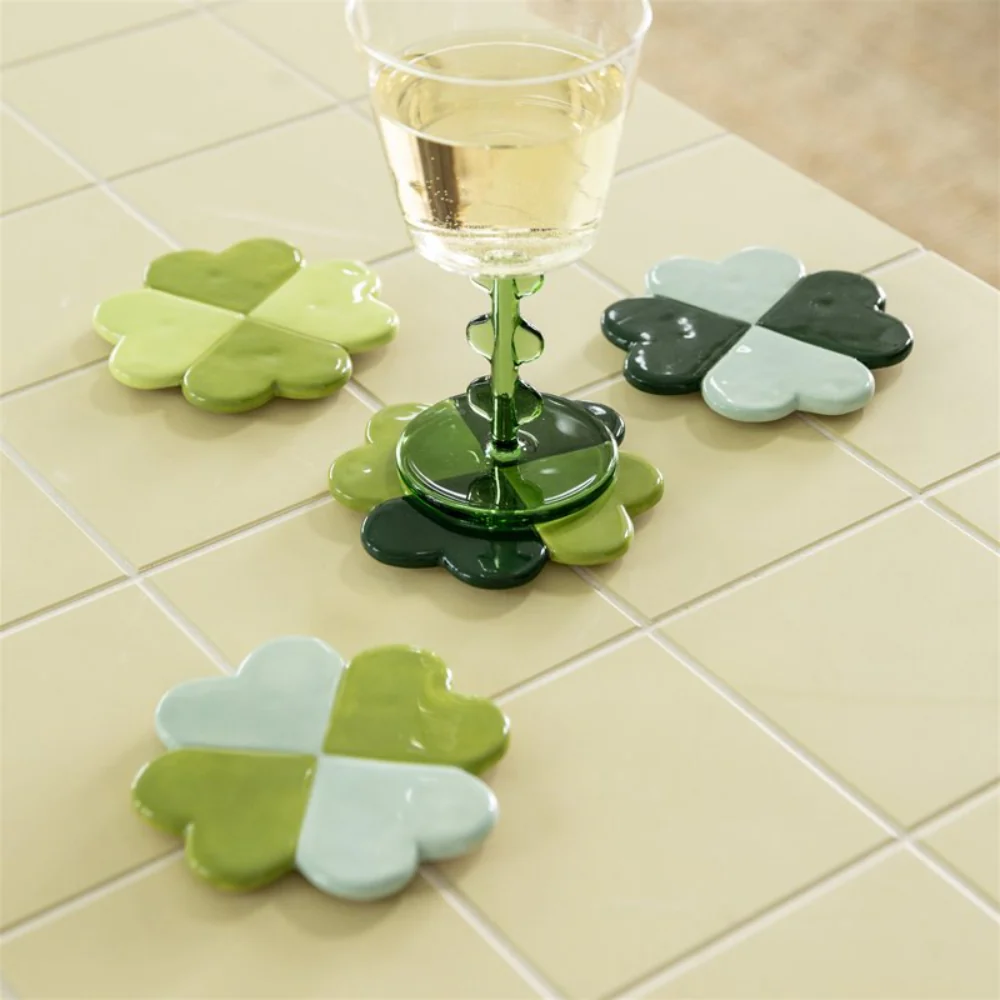 Zestaw podstawek pod szklanki LUCKY CLOVER zielony - Image 2