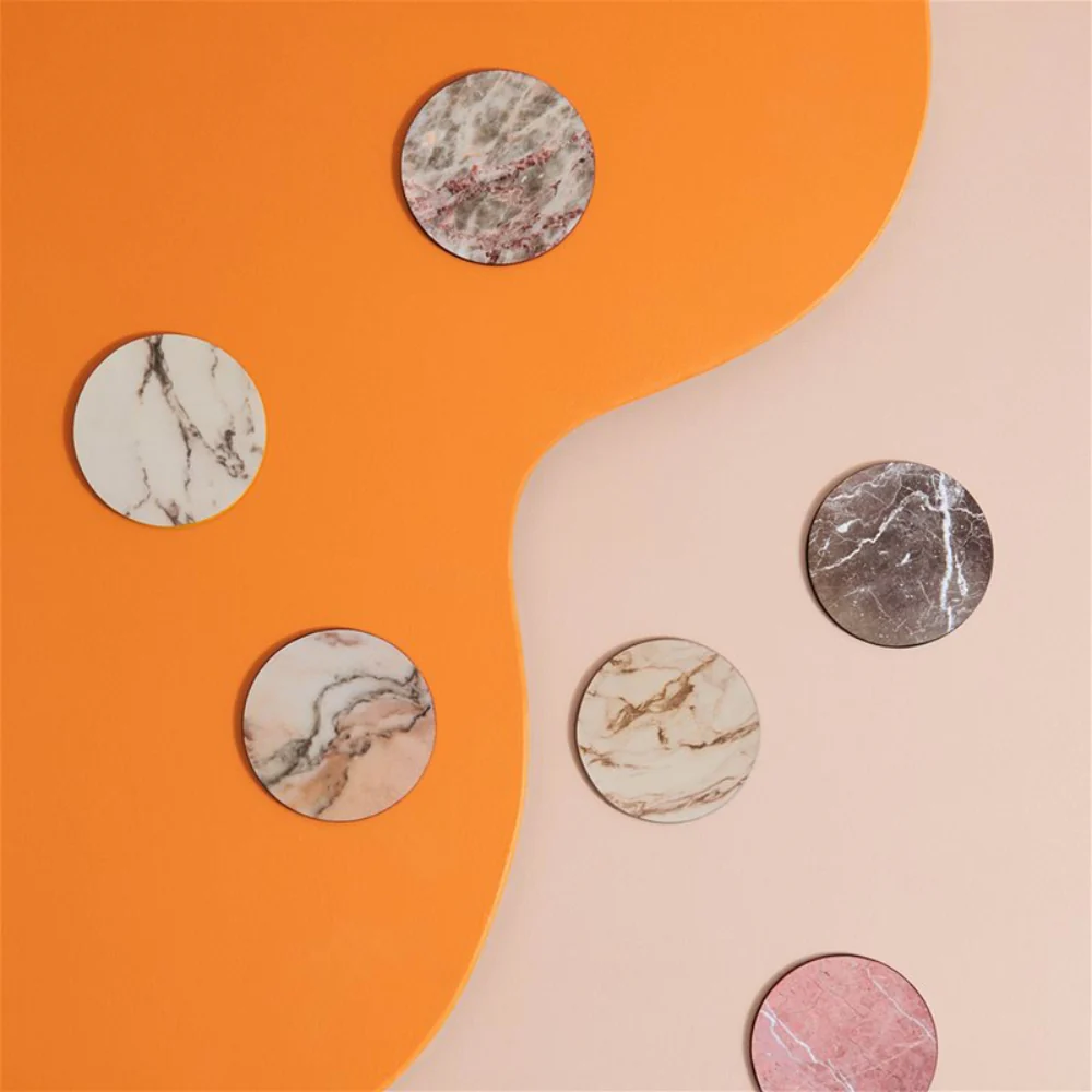 Zestaw podstawek pod szklanki MARBLE beżowy z brązowym - Image 2