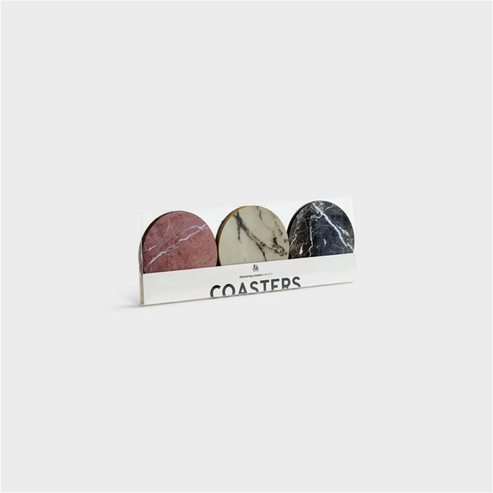 Zestaw podstawek pod szklanki MARBLE beżowy z brązowym - Image 3