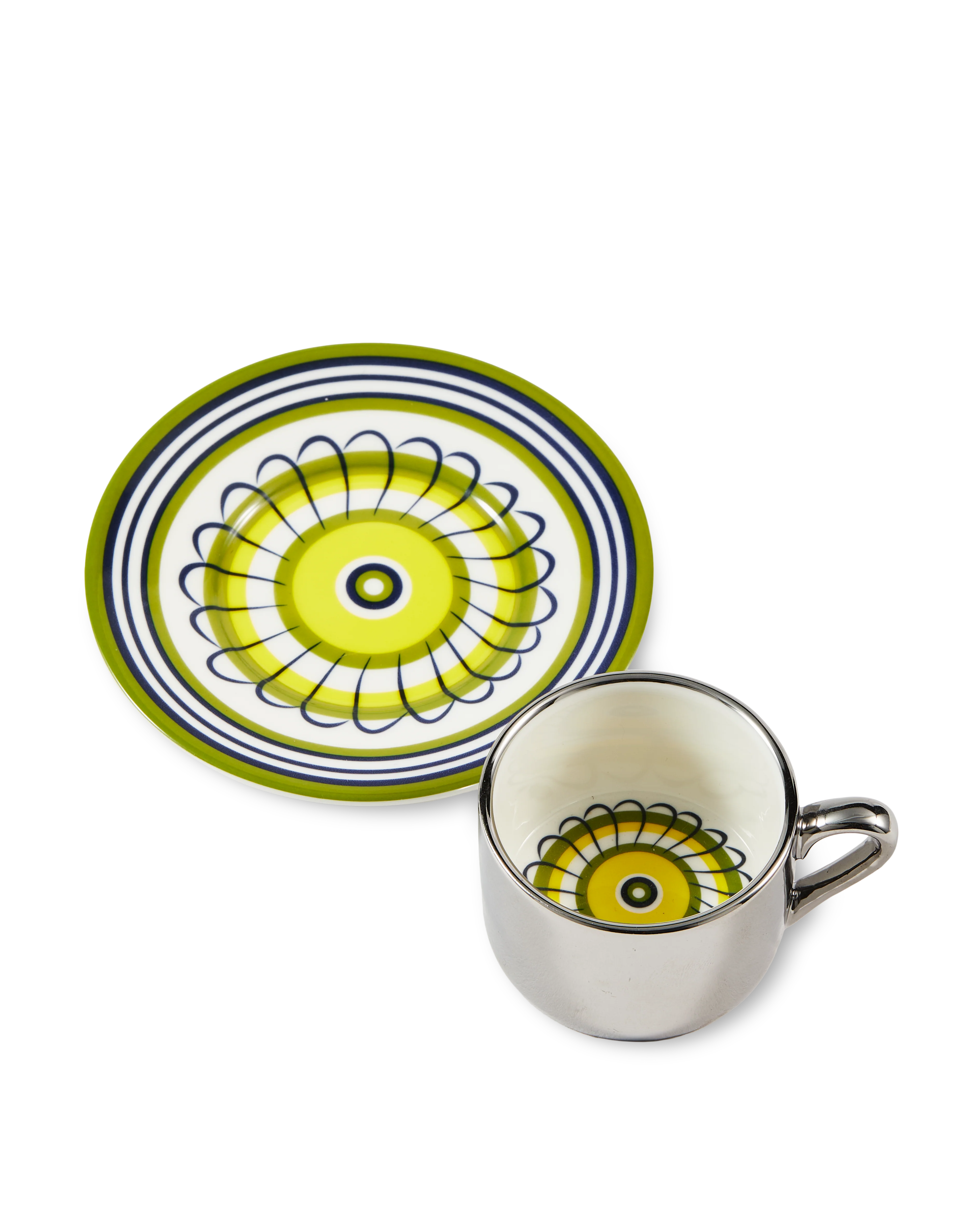 Zestaw filiżanek do espresso FLORAL żółty i oliwkowy - Image 6