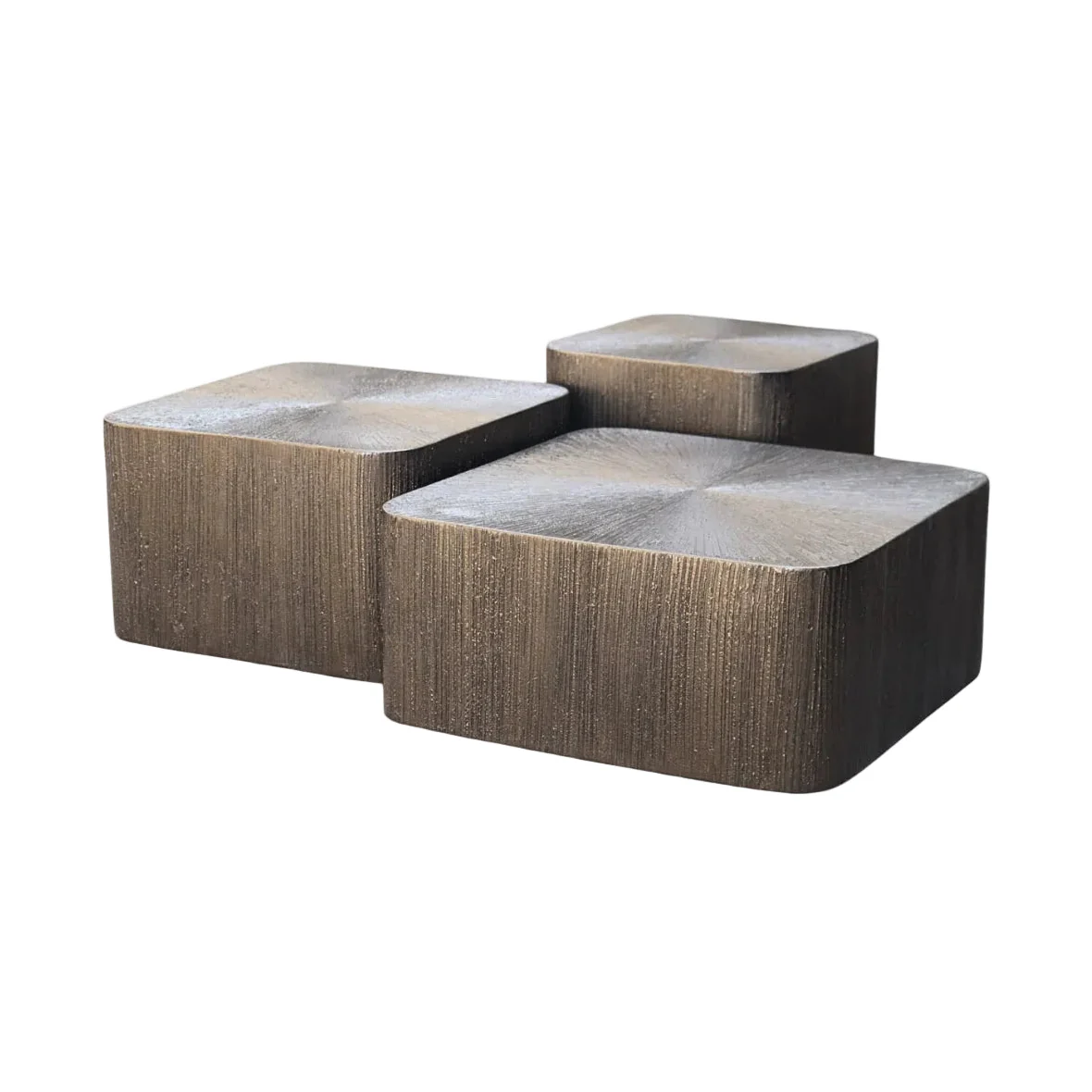 Zestaw stolików kawowych CUBES brązowe złoto