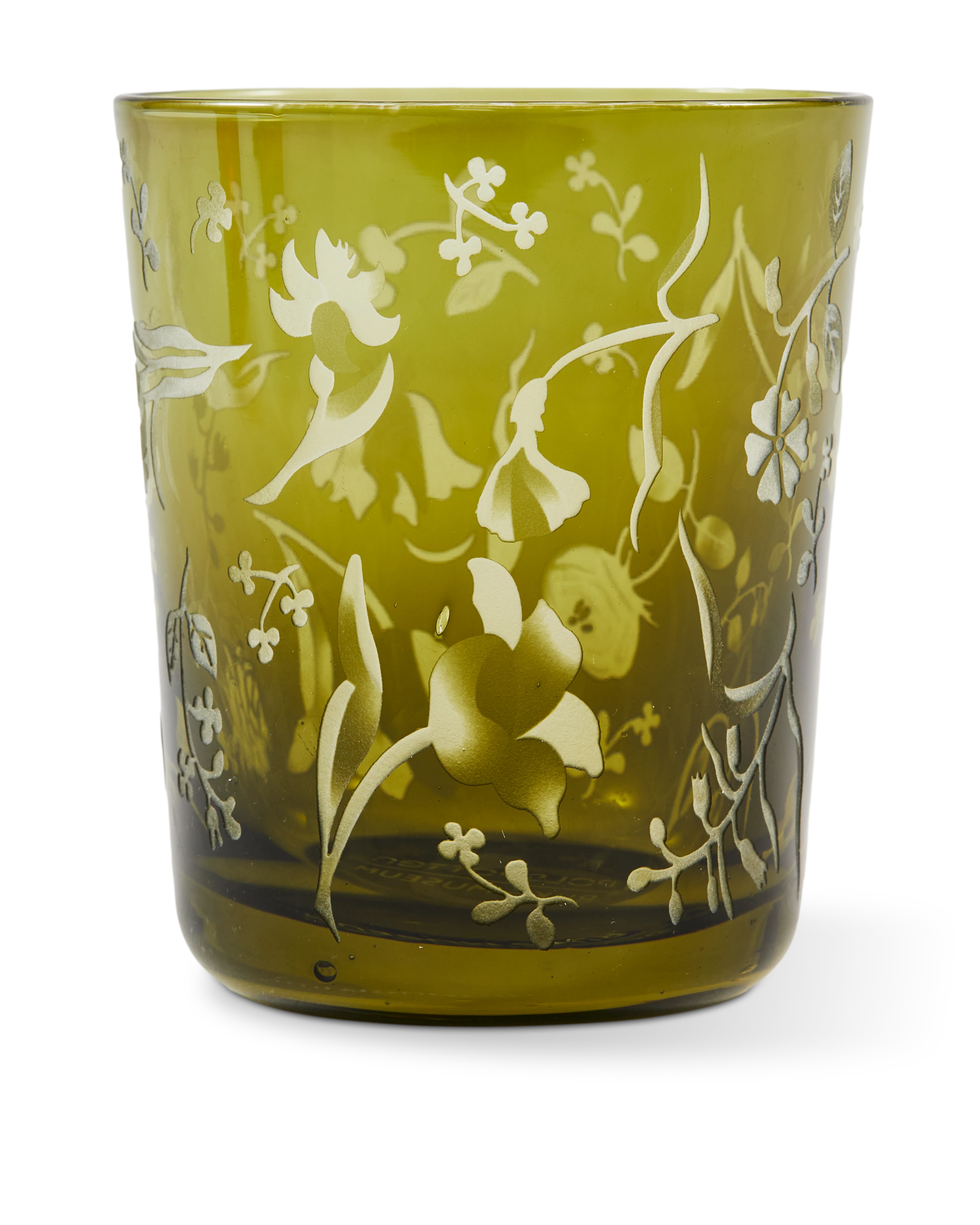 Zestaw szklanek SCATTERED FLOWERS oliwkowy z piaskowanym wzorem - Image 4
