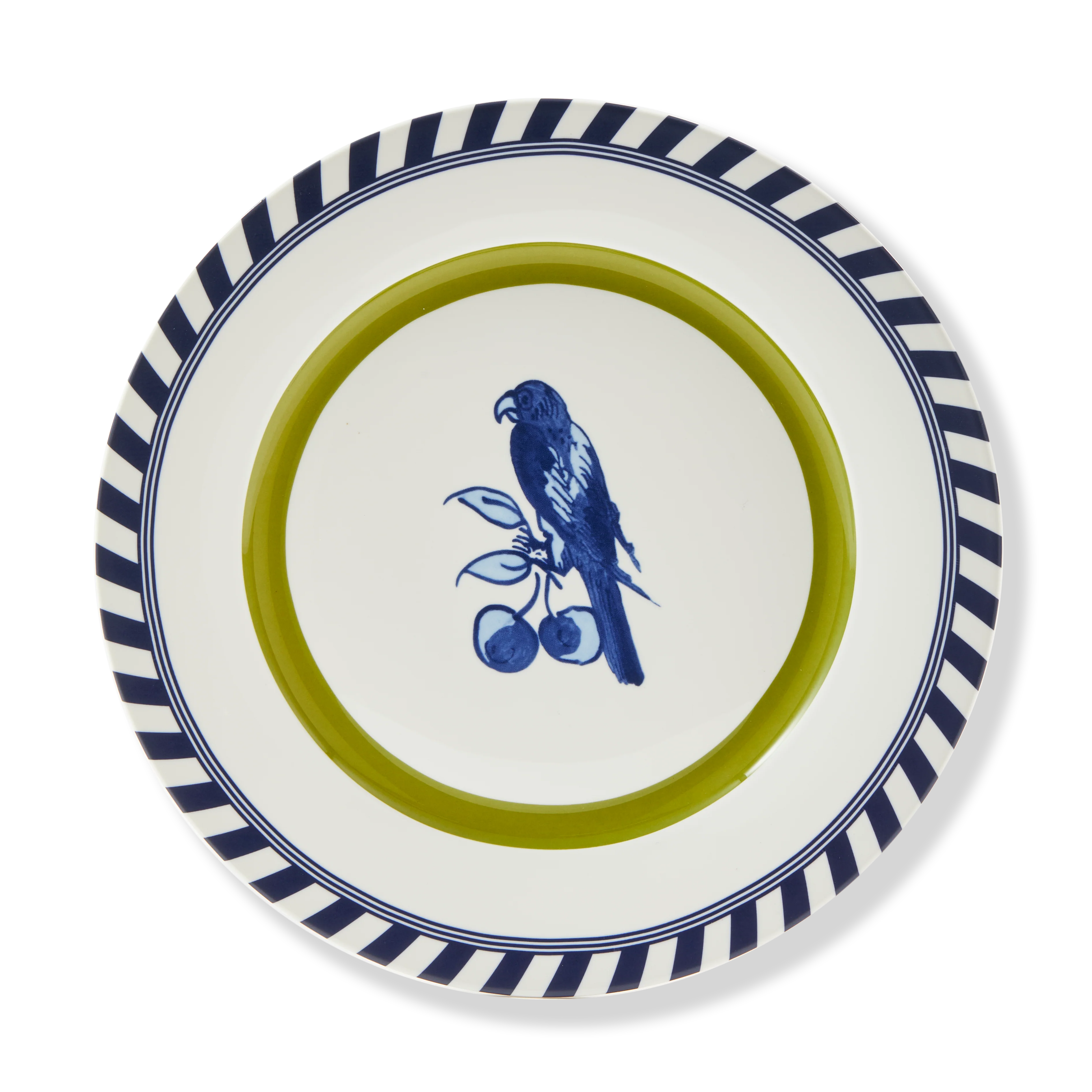 Zestaw talerzy BIRD PATTERNED biały z oliwkowym i niebieskim - Image 4