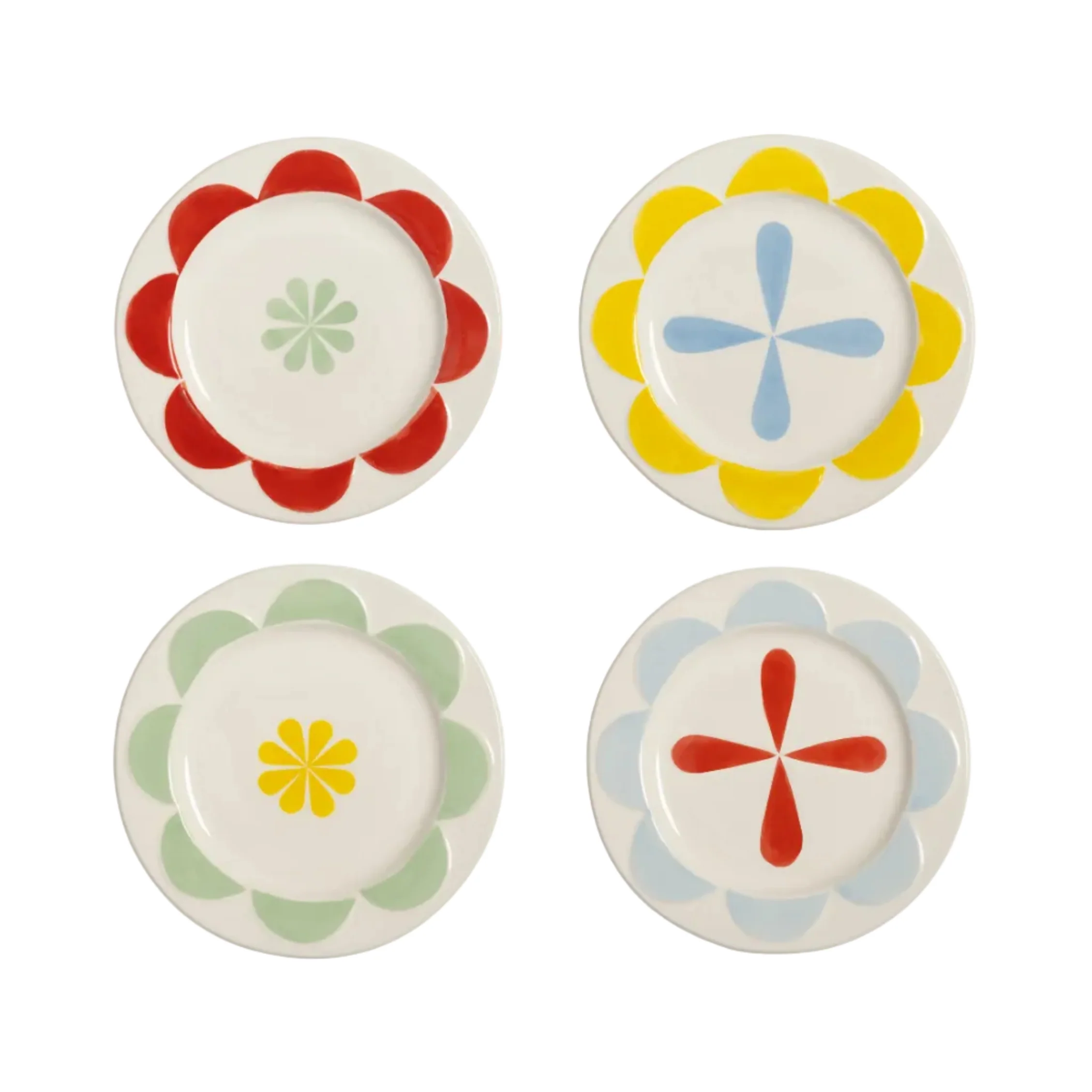 Zestaw talerzy deserowych FOLK kolorowa porcelana