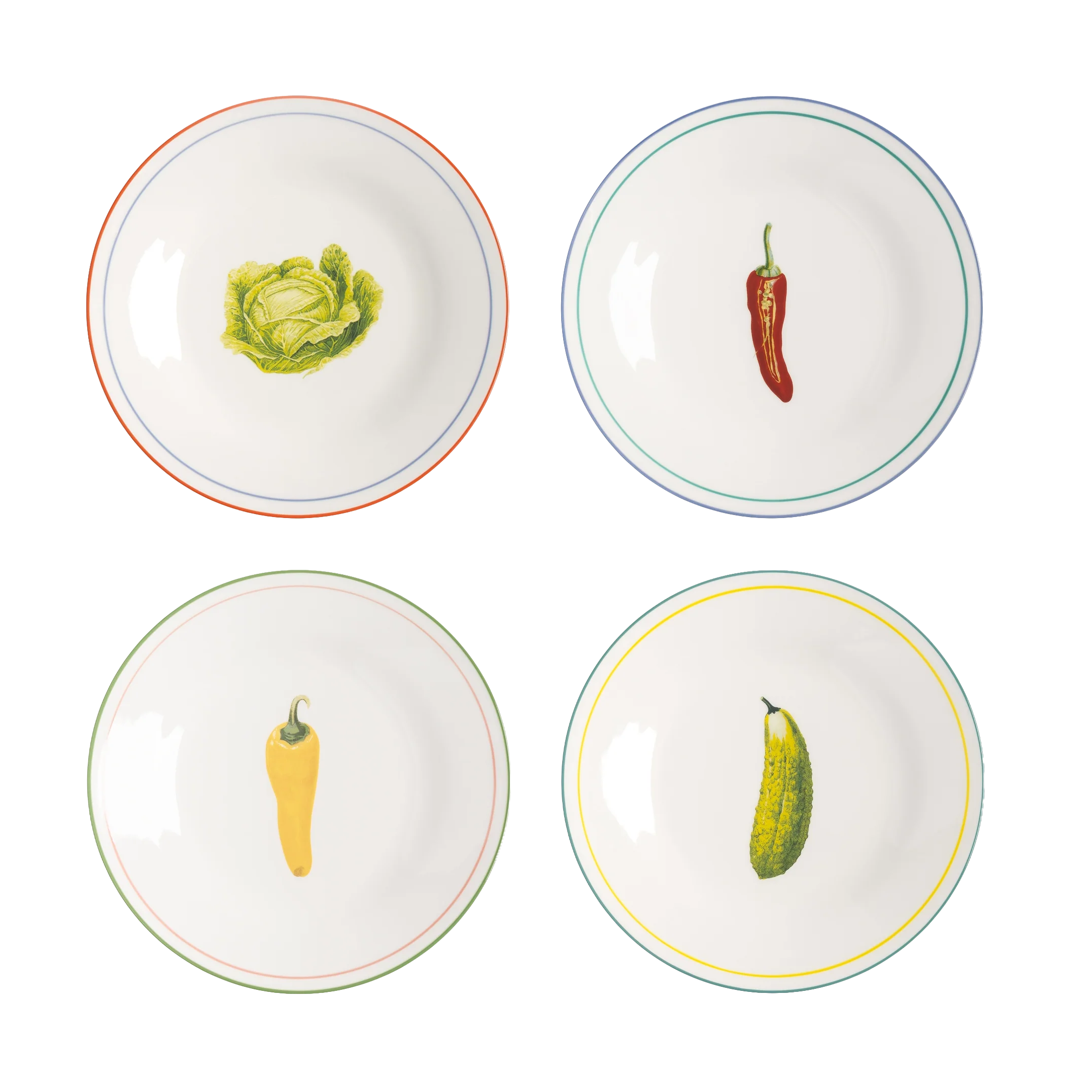 Zestaw talerzy śniadaniowych VEGETABLE biały